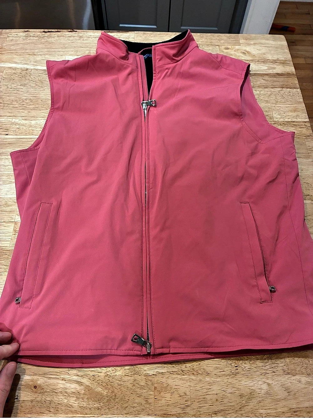 Peter Millar Crown Crafted Mens Full Zip Golf Vest Pink Blue Size M Wool Lined
